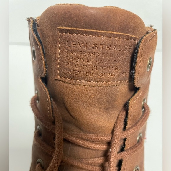 Levi's Dean Waxed Brown Leather High-Top Boots Boys 7 - Picture 8 of 10